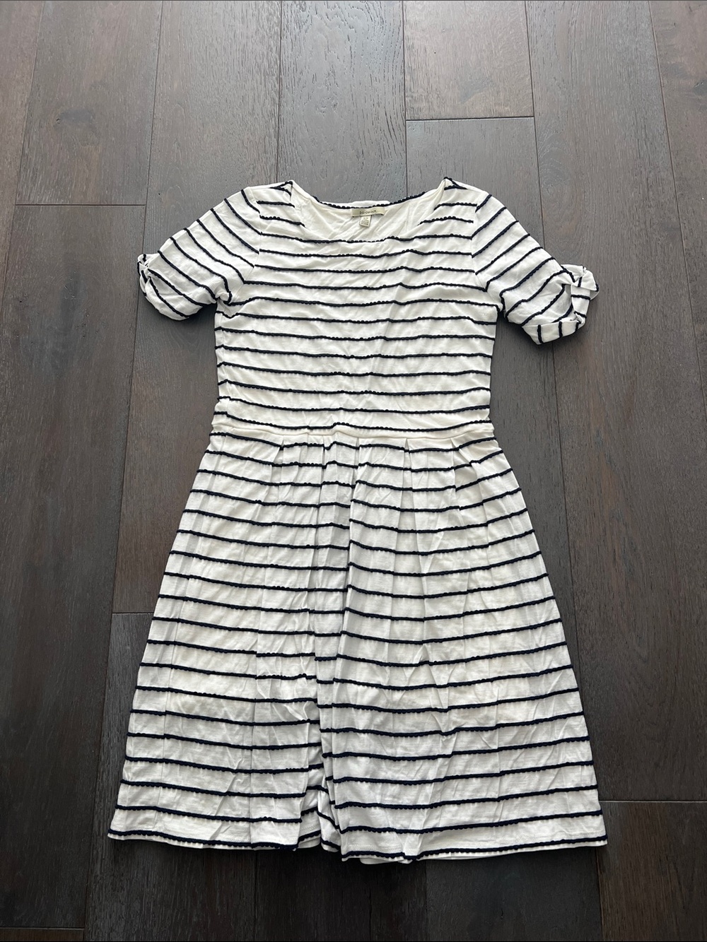 Bordeaux White & Navy Striped Girls' Casual Dress